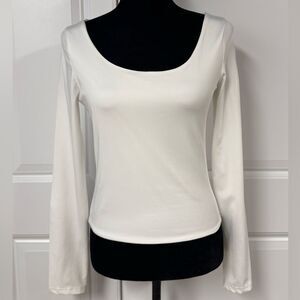White Cropped Scoop Neck Top